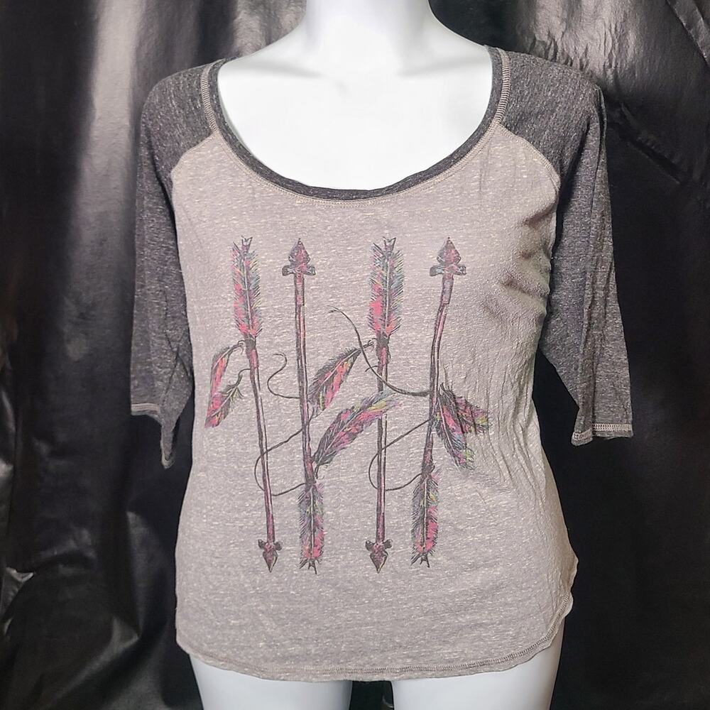 Maurice's gray baseball jersey-style aerographic T-shirt size 1X